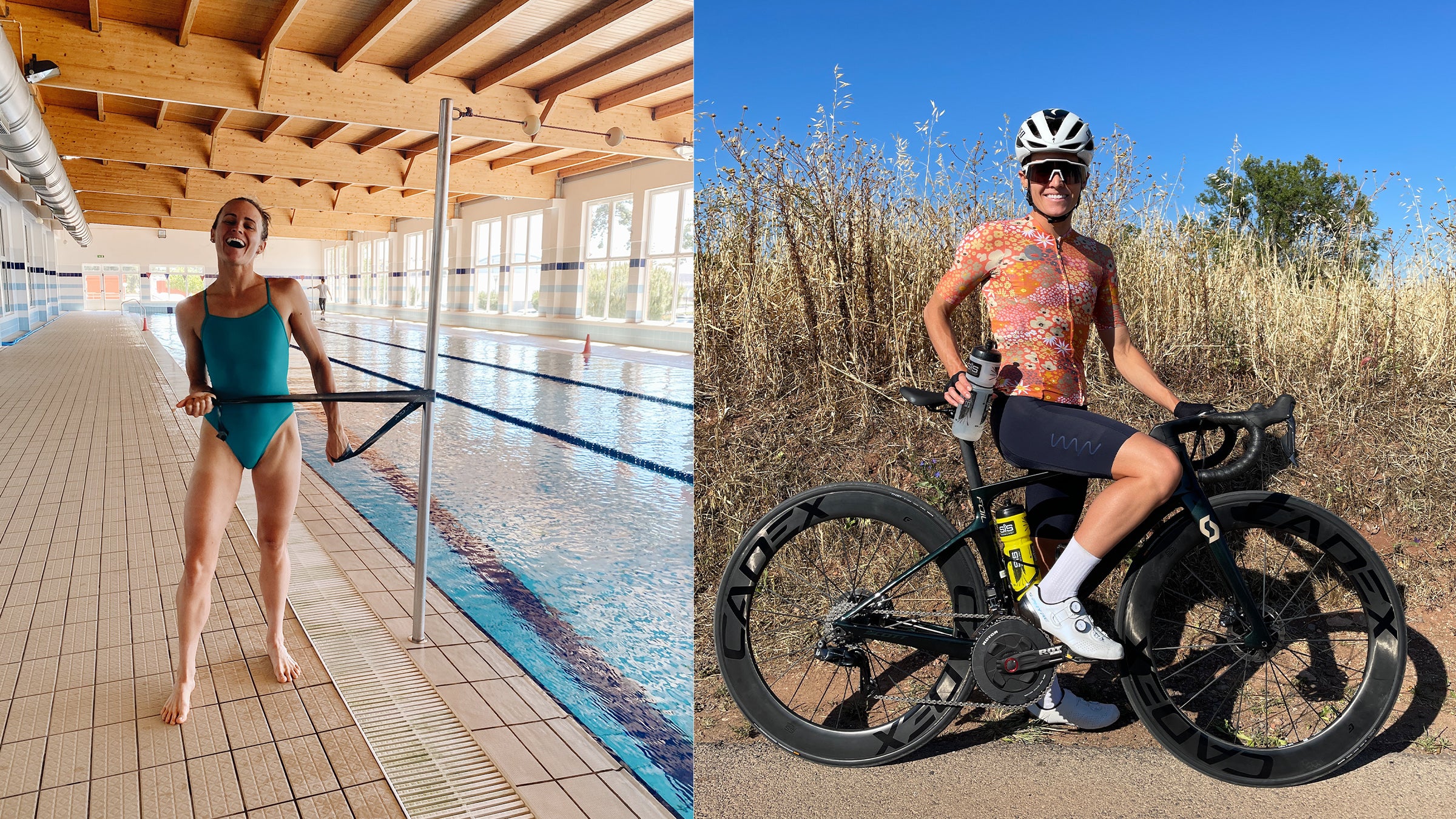 Taylor Spivey swims and bikes around her home base in Portugal.