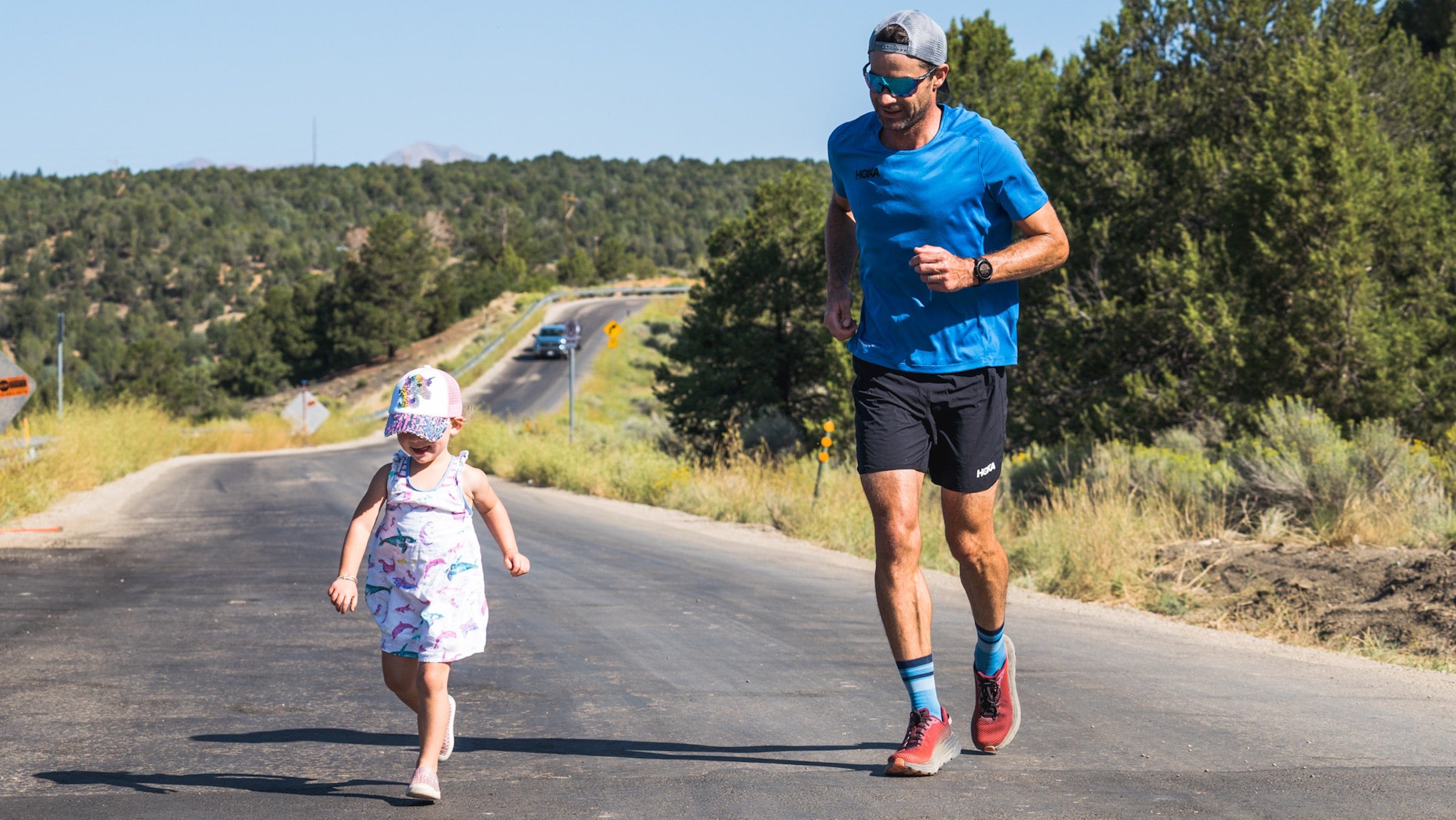 Tim O'Donnell runs with their daughter Izzy.
