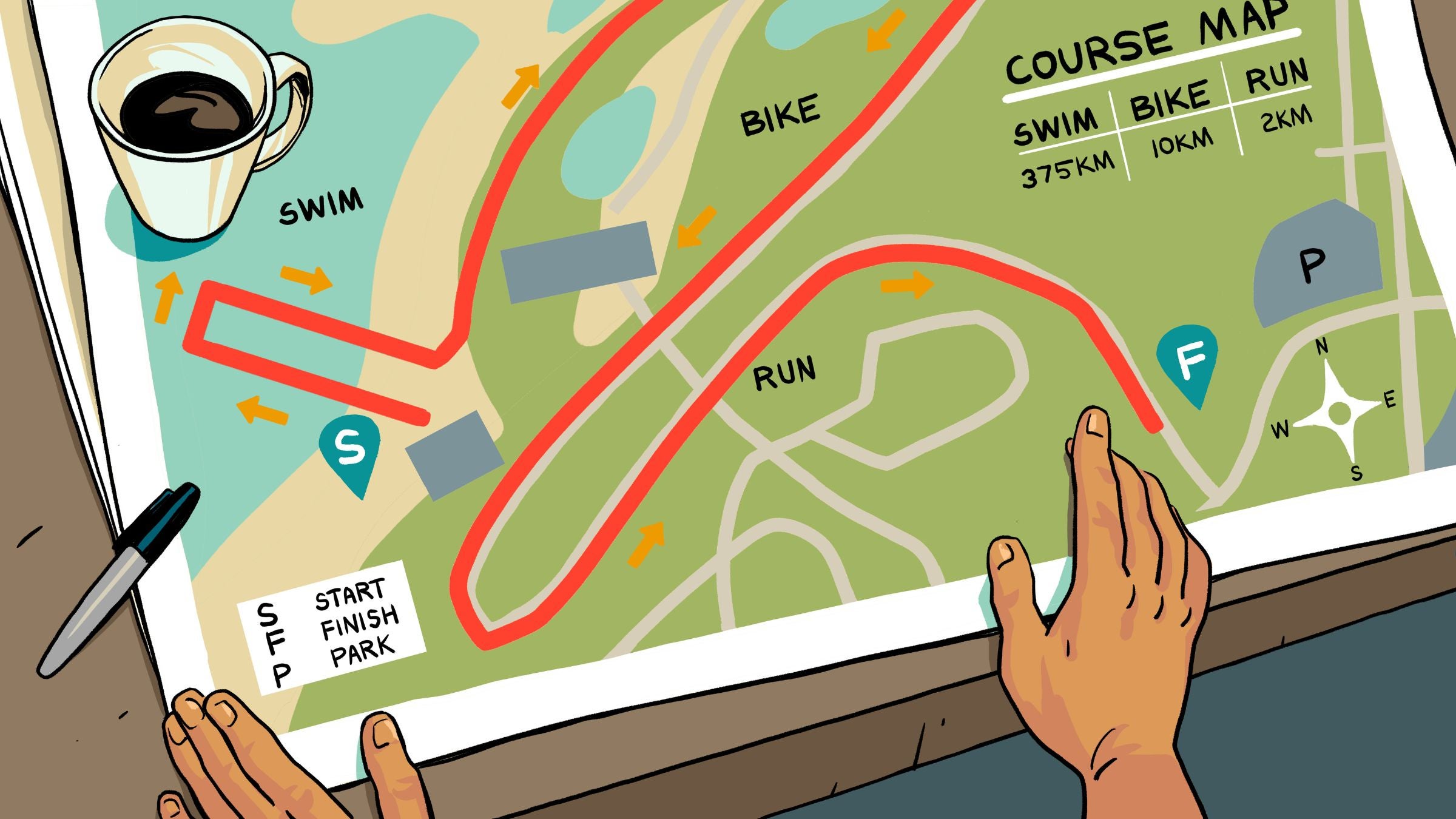 An athlete looks at a map while wondering How Far is a Triathlon?