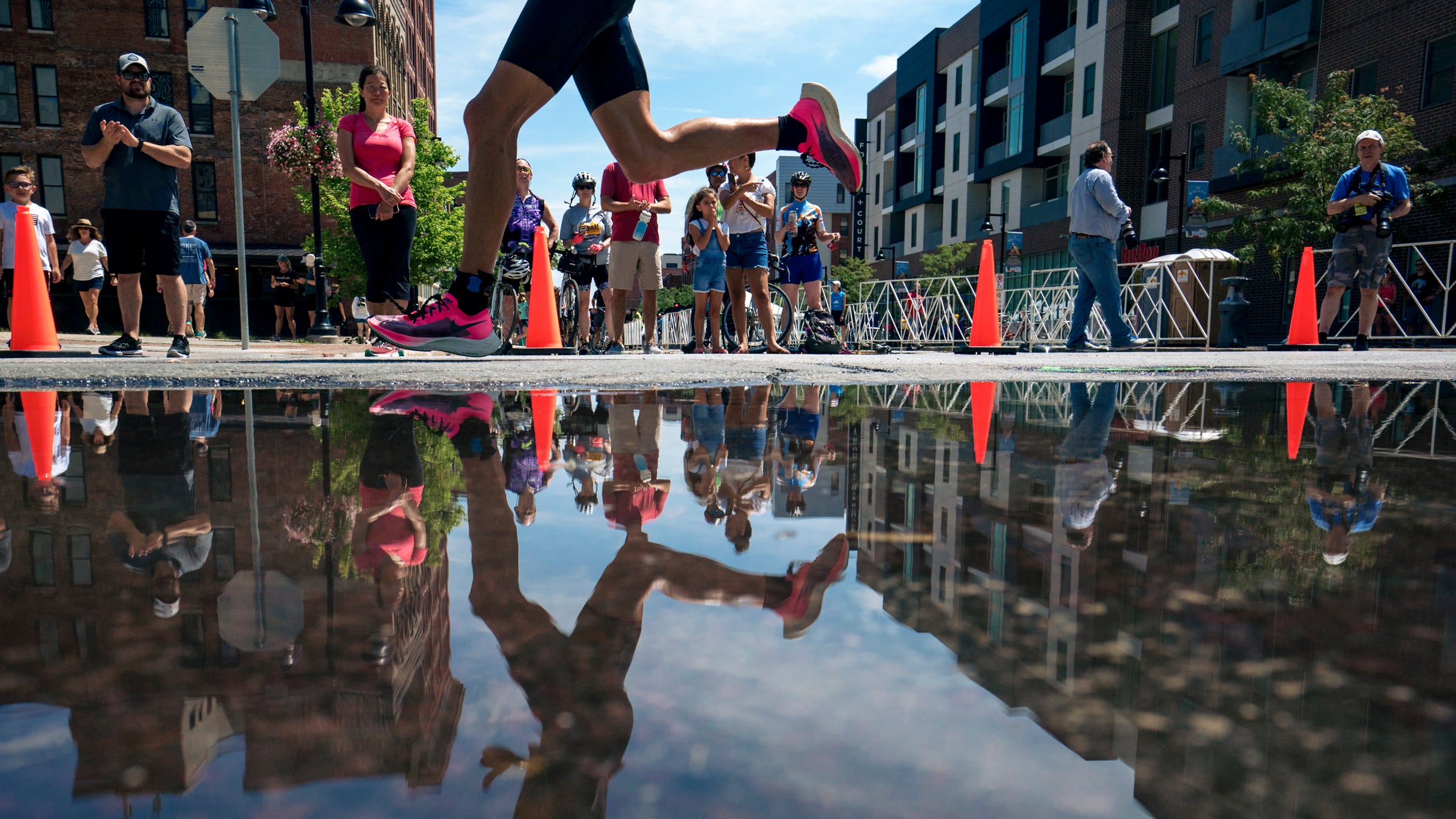 An athlete competes at 70.3 Des Moines.