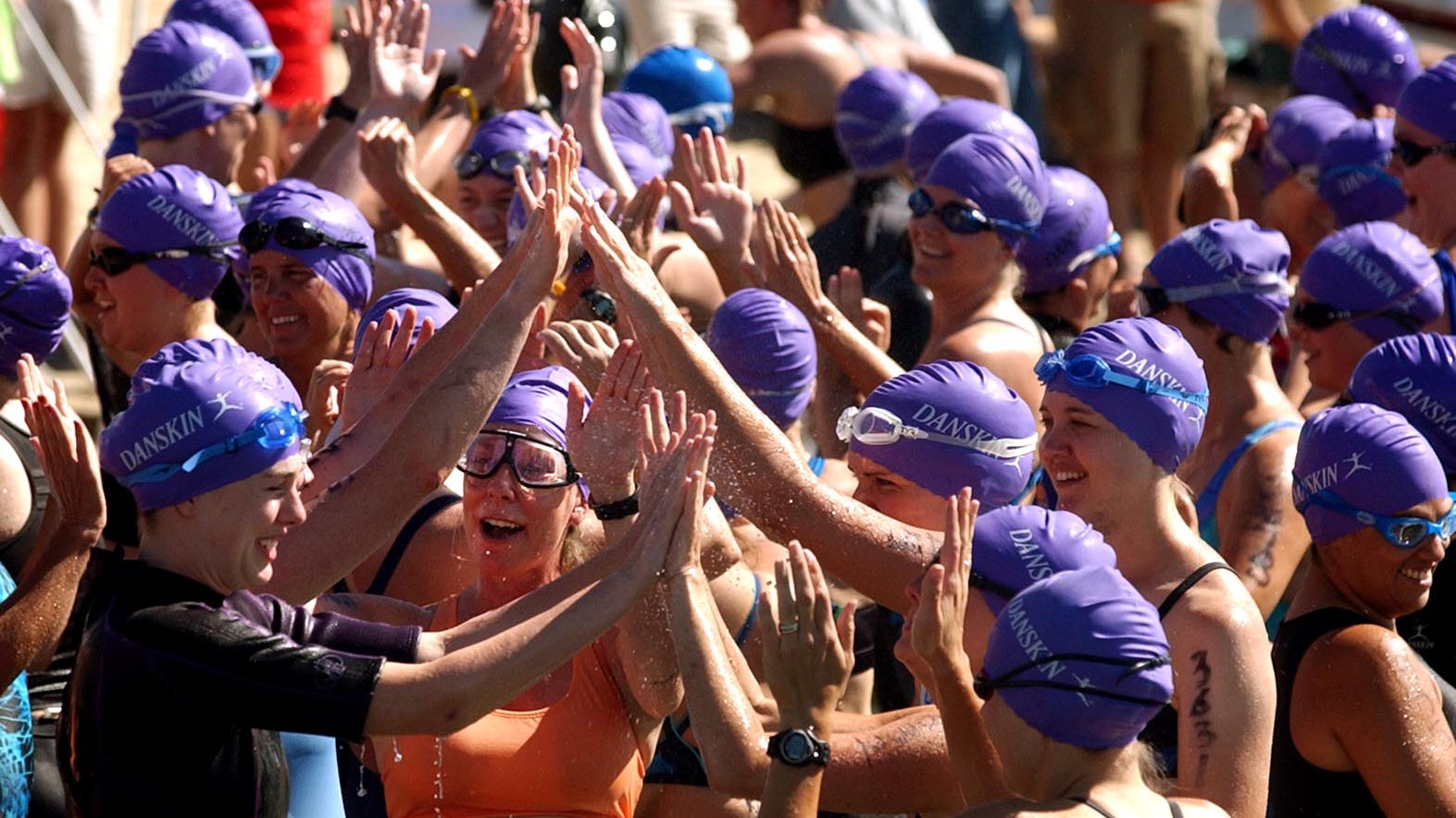 Women compete at the 2004 Danskin Women's Triathlon Series in Aurora, Colorado.