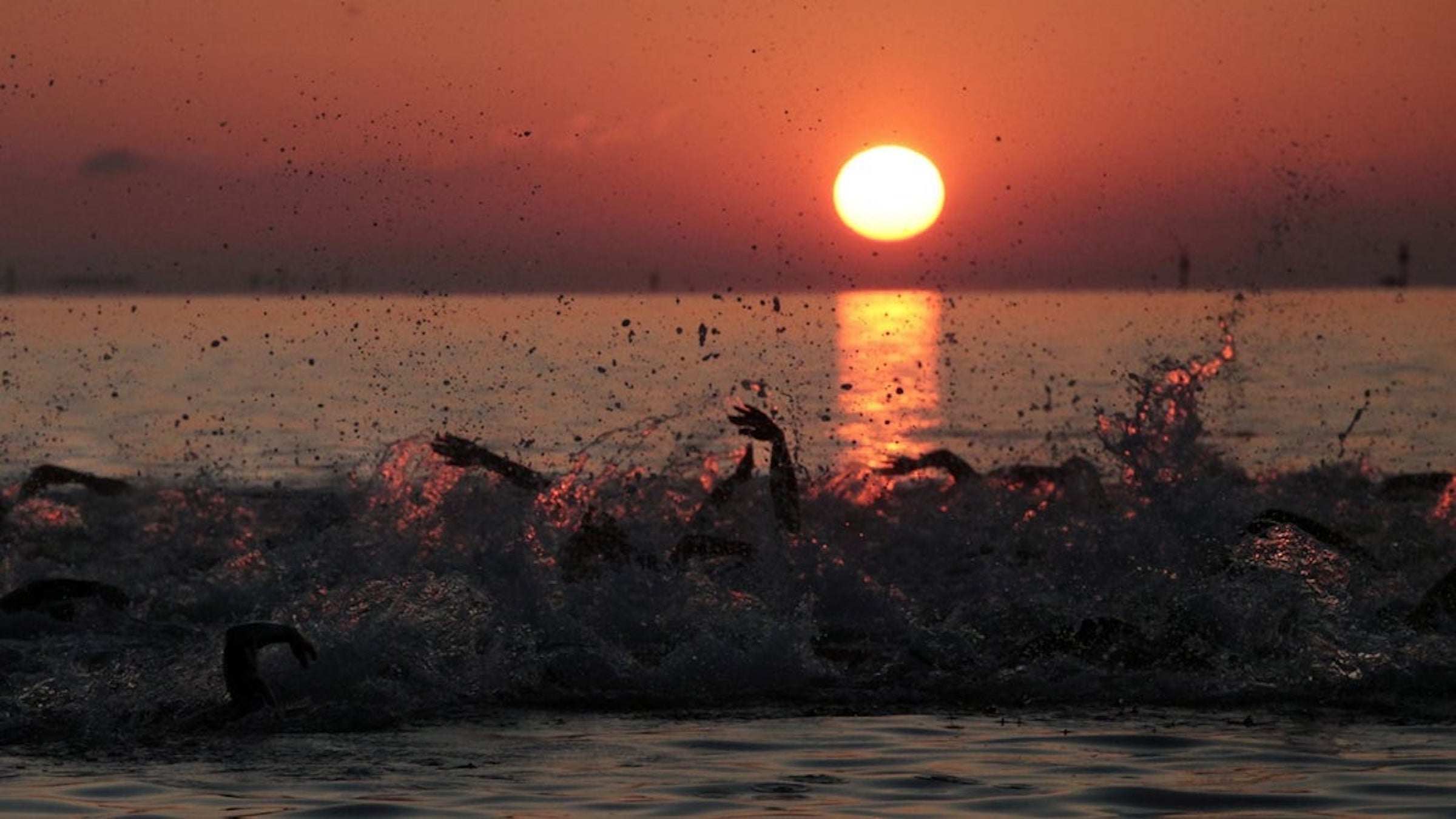 Swimmers at St. Anthony's Triathlon in 2016.