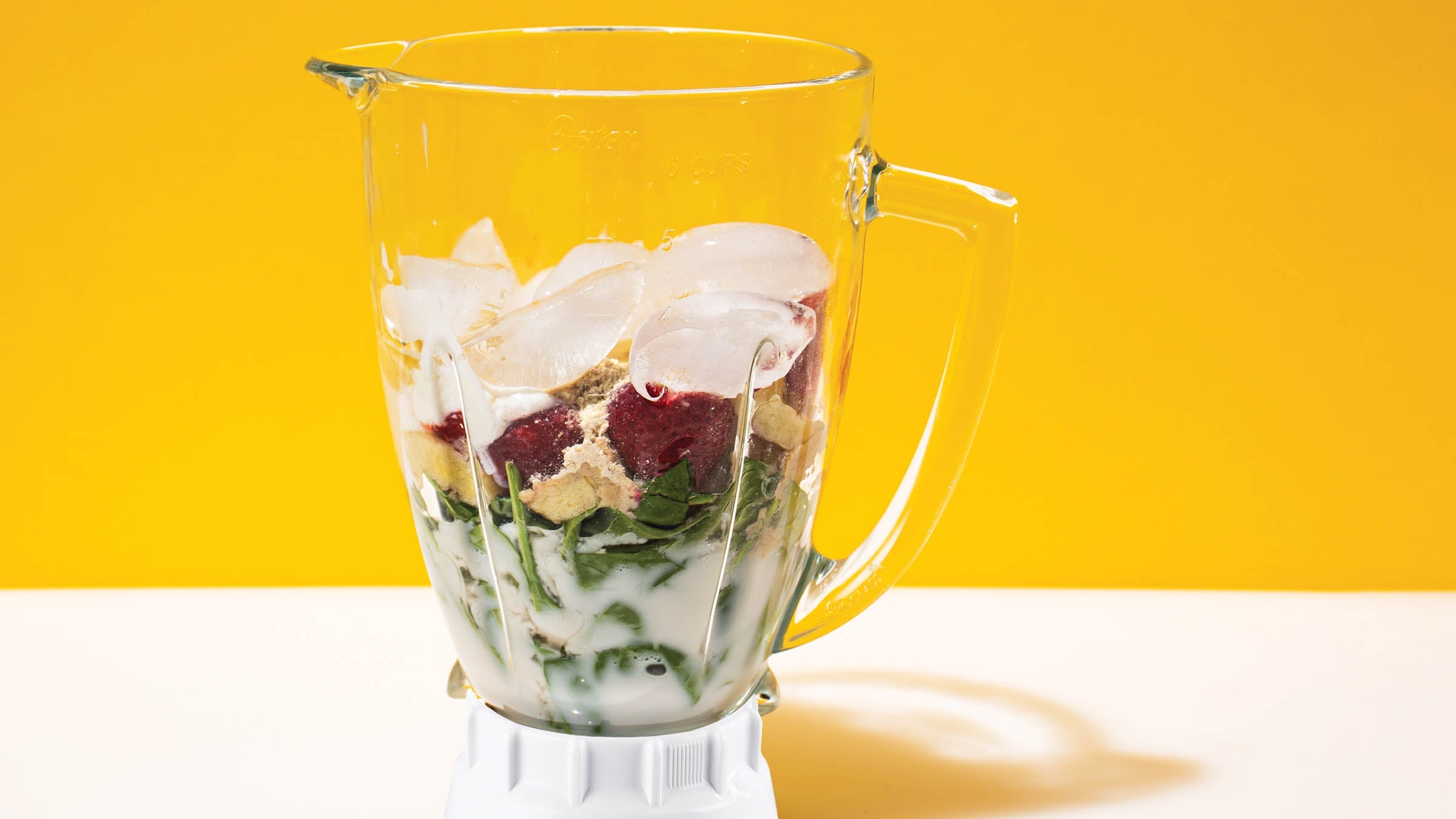 Smoothie ingredients in a blender