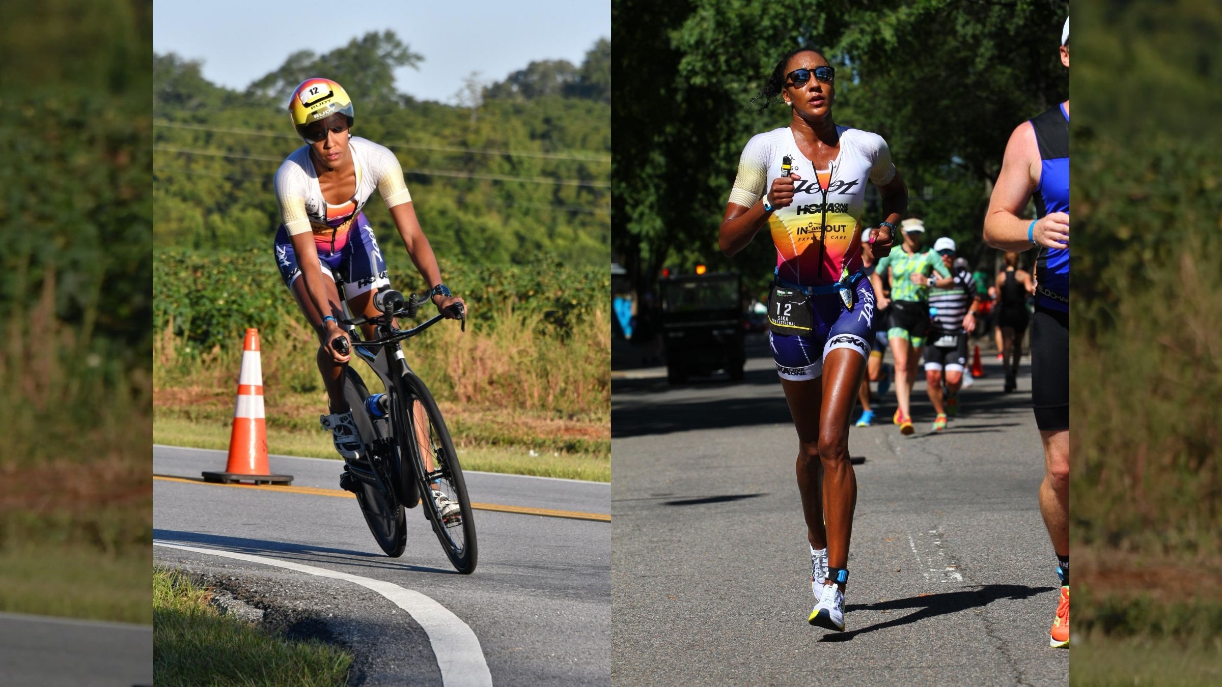 Sika Henry, the first black woman to race as a professional triathlete, competes at Ironman 70.3 Augusta.
