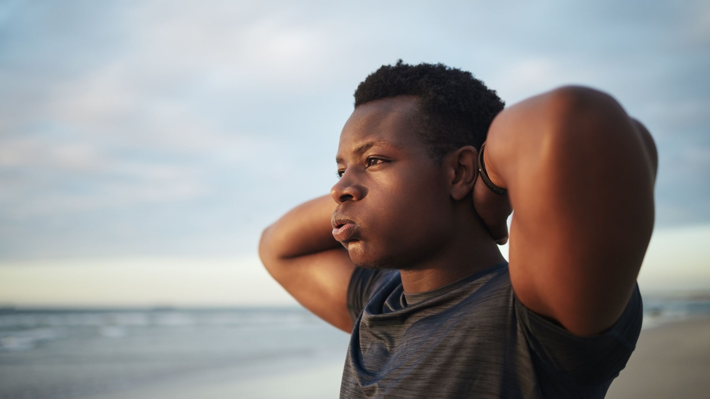 A triathlete breathes deeply during the off-season