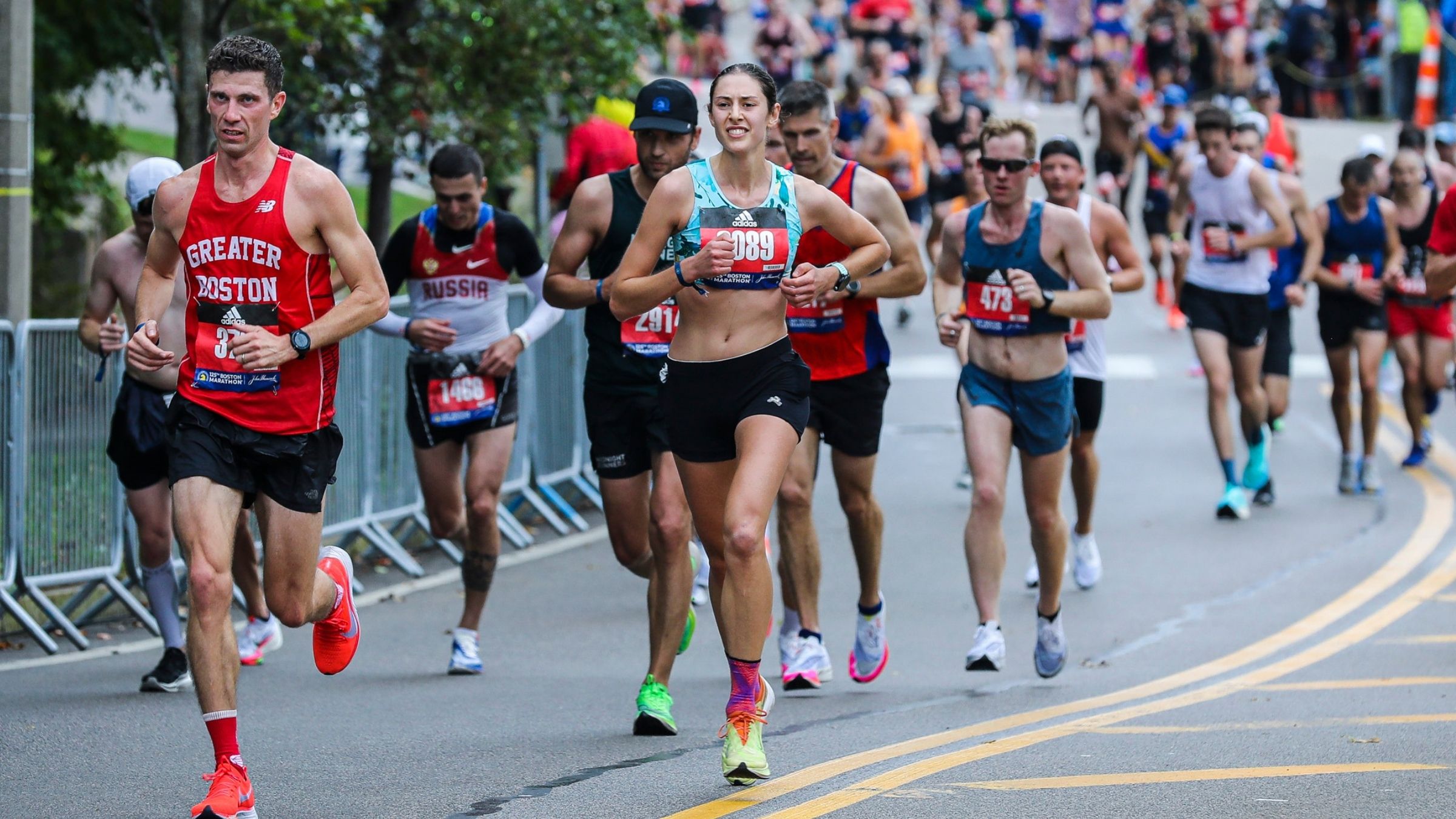 Runners at the Boston Marathon.
