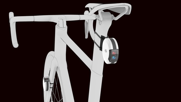 A rear view of the Race Ranger anti-drafting technology for triathlon.