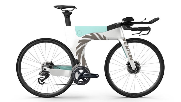 A photo of a white Ventum bike, one of the best triathlon bikes of 2022