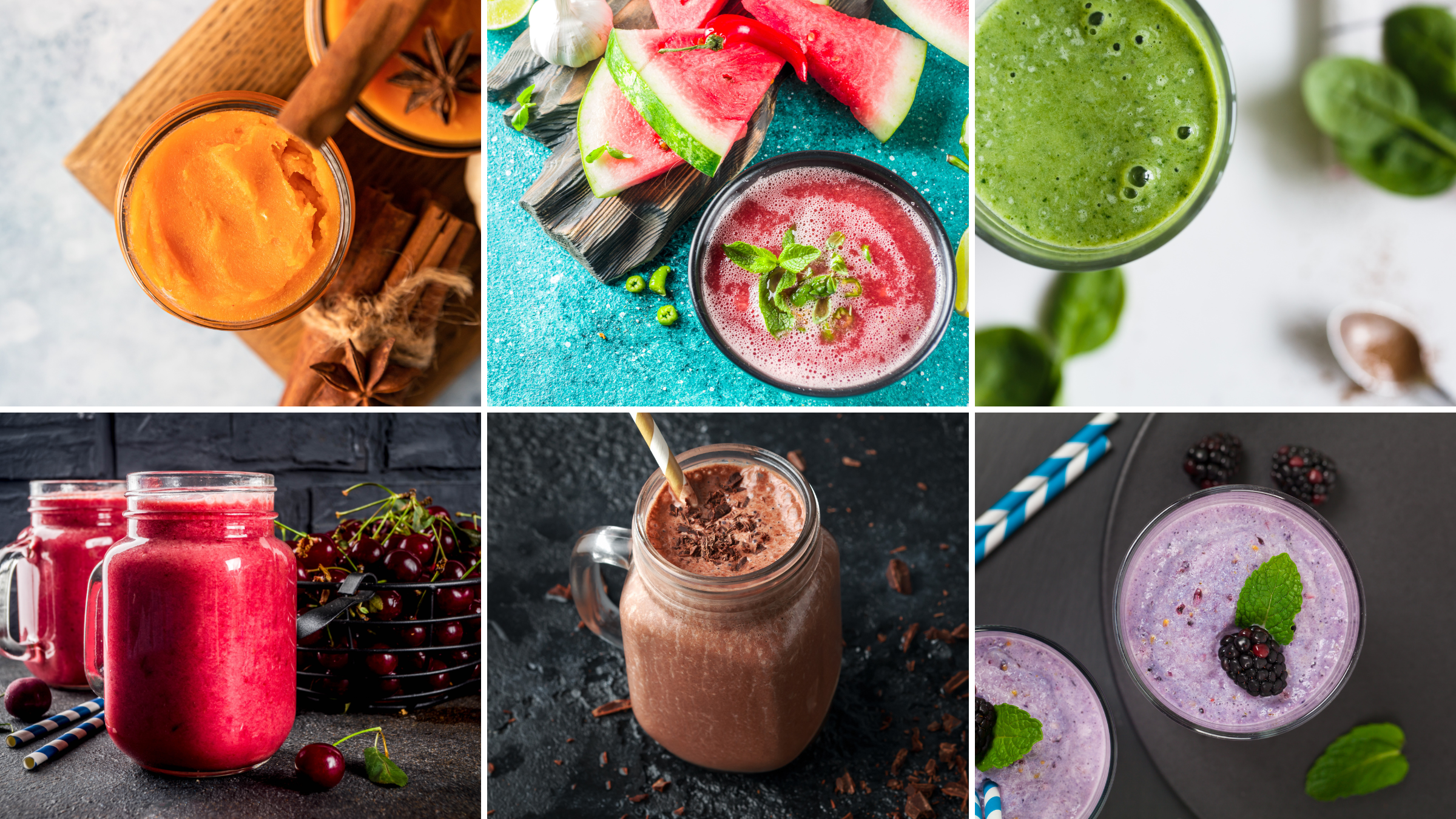 A collage of smoothie recipes for endurance atheltes