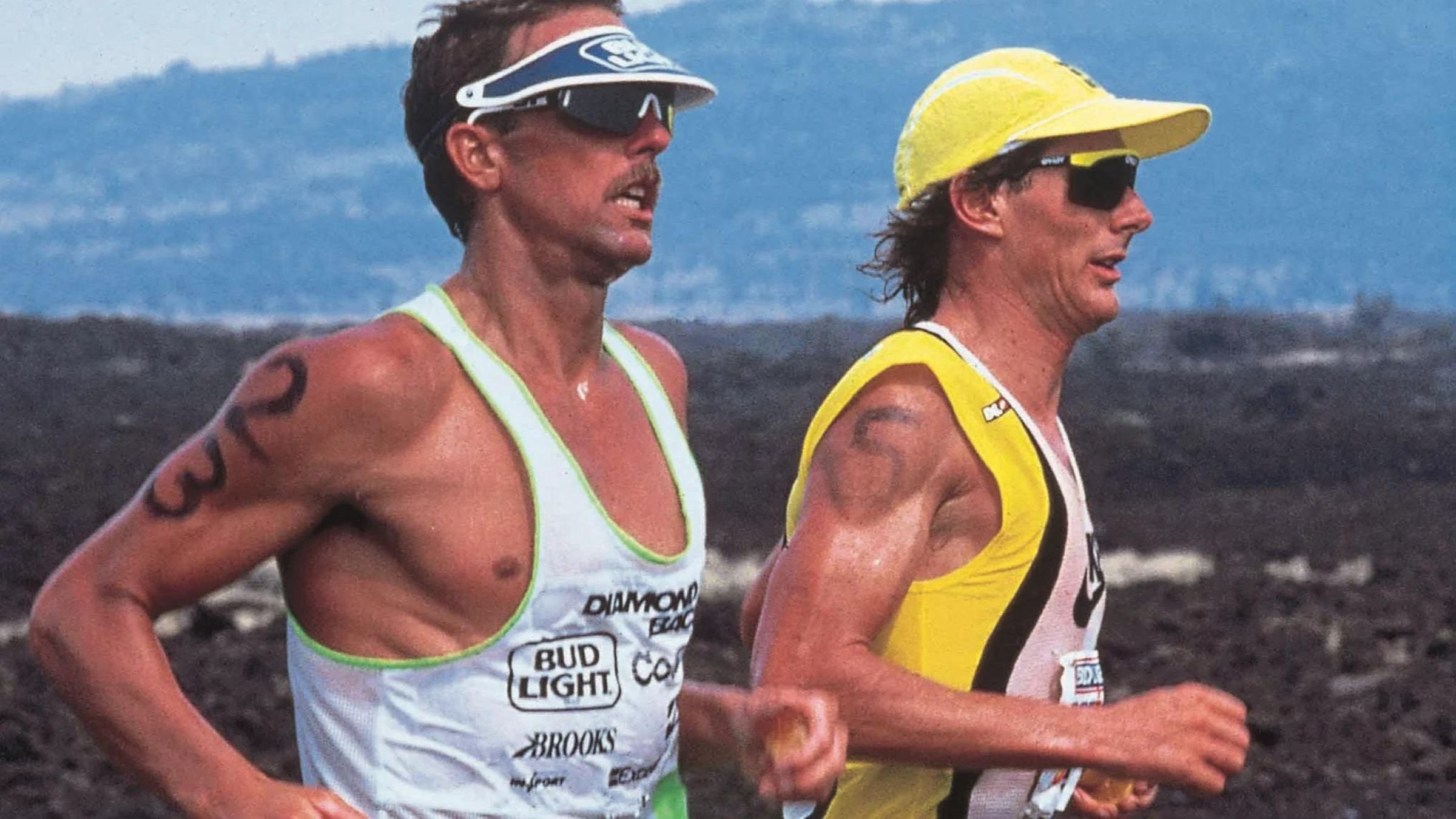 Mark Allen and Dave Scott race in the Iron War of the 1989 Ironman World Championship