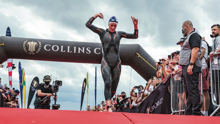 Daniela Ryf wears an illegal wetsuit at Collins Cup