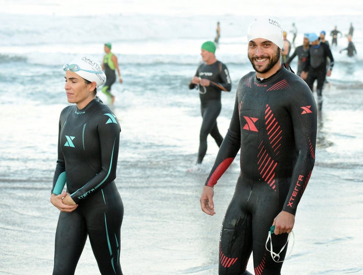 Karla Souza and Jack Falahee in a triathlon