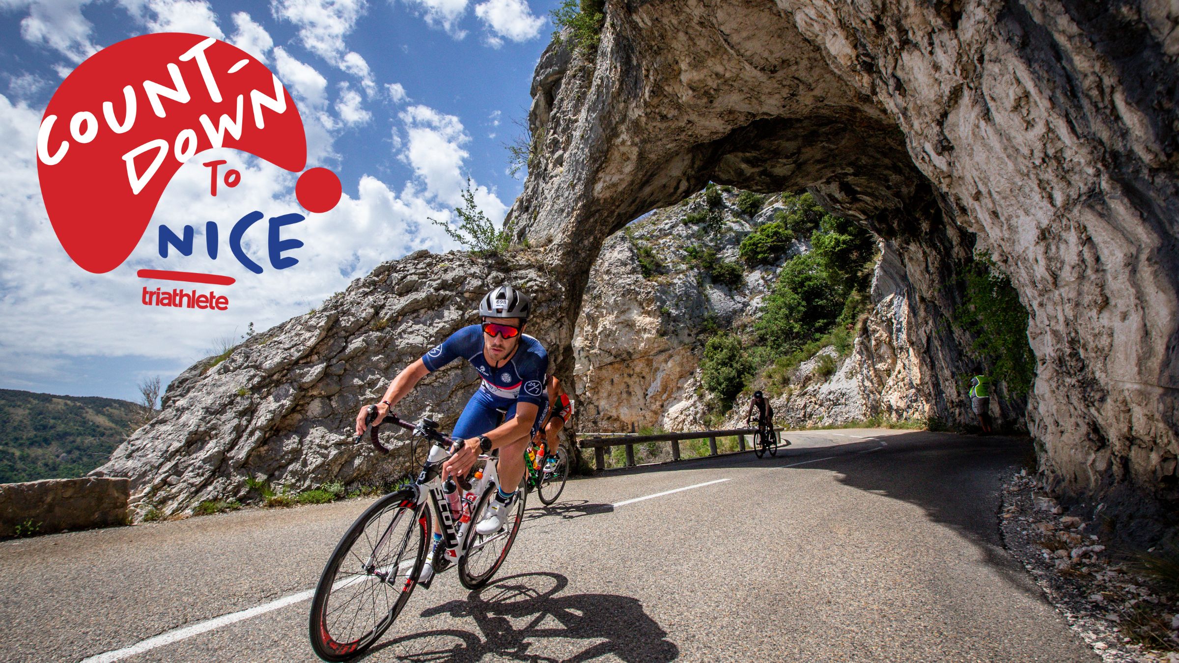 A triathlete rides the Ironman World Championship Nice France Course