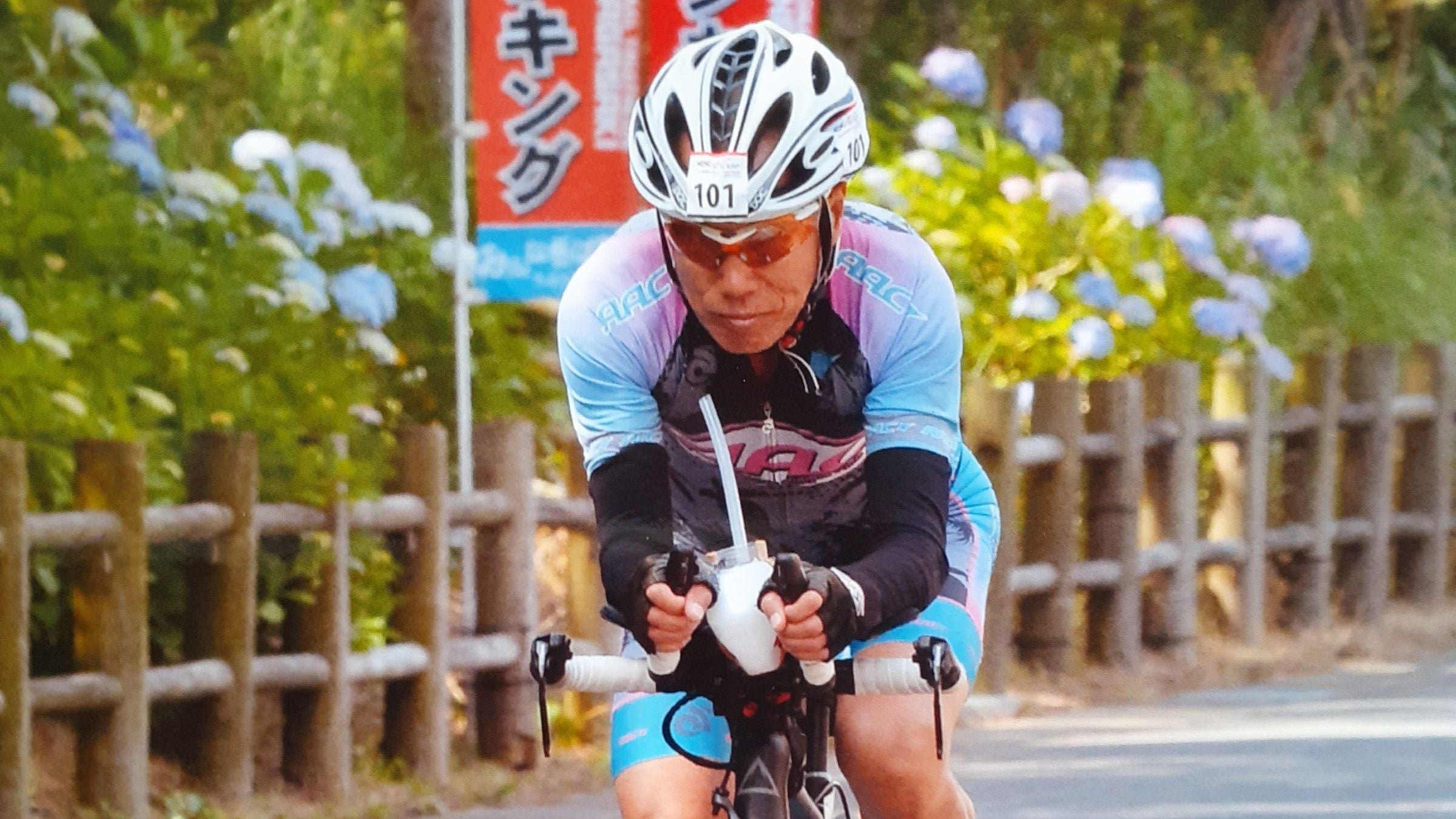 Ryuji Nakagawa, the oldest competitior at the 2023 men's Ironman World Championship in Nice