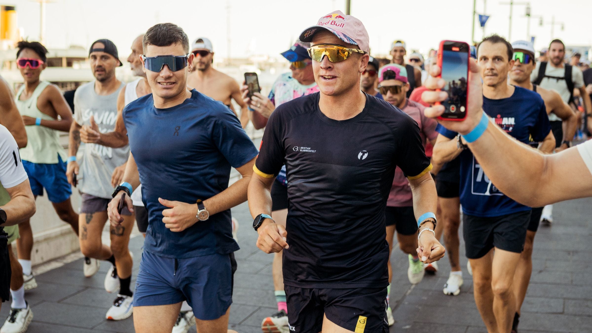 Gustav Iden (L) and Kristian Blummenfelt (R) on a group training run in France.