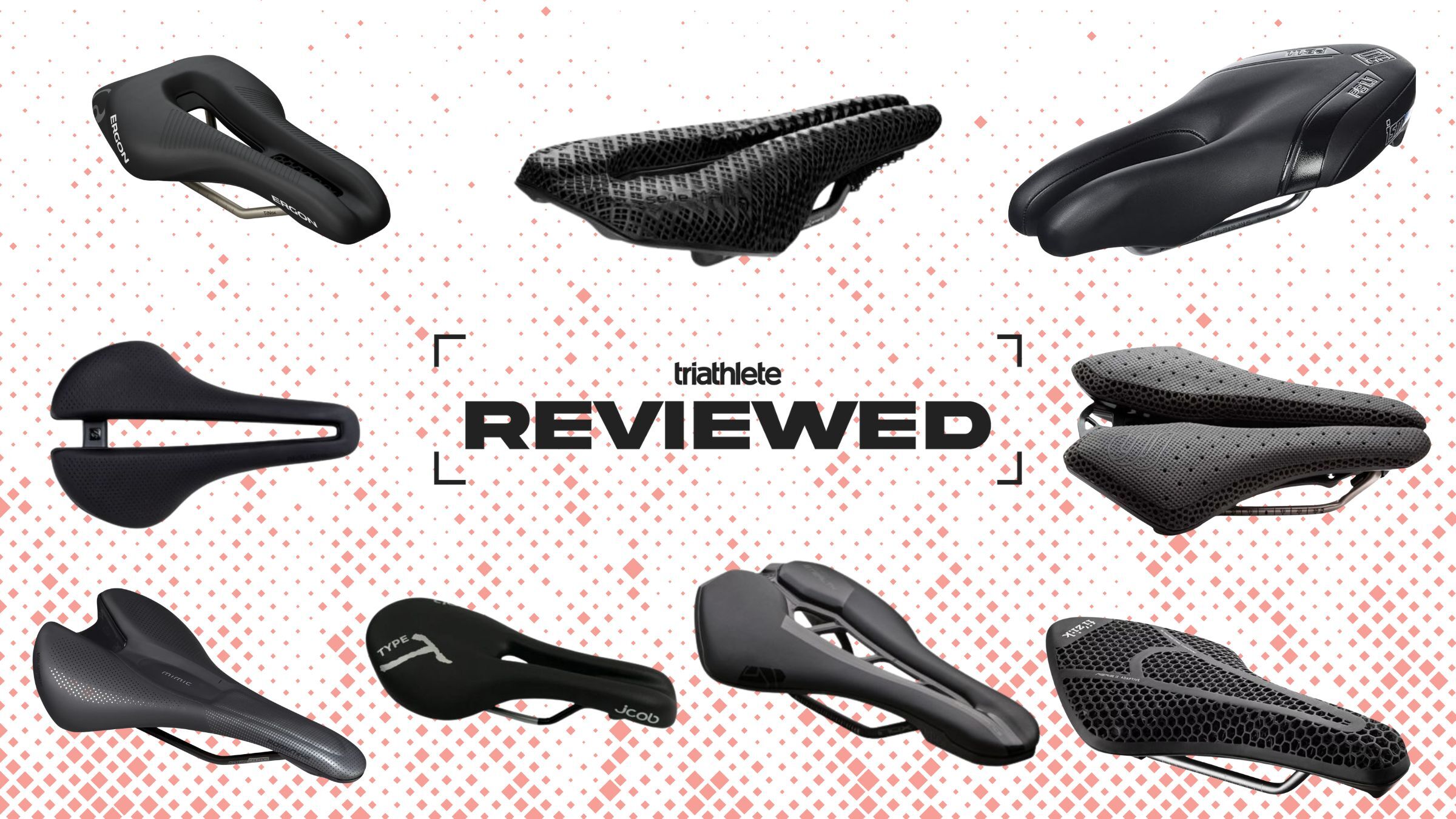 A collage of the best triathlon saddles bike seats reviewed for triathletes