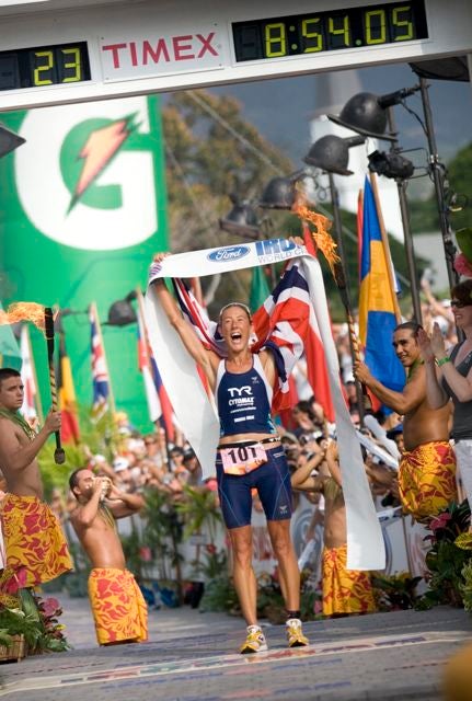 ChrissieFinish Chrissie Wellington posted a new course record of 8:54:02. Photo: Jay Prasuhn