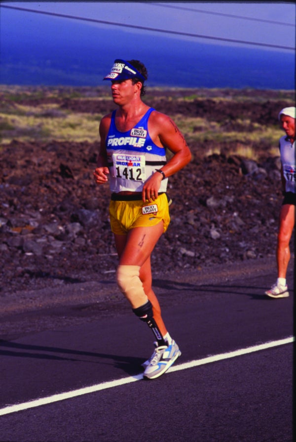 Jim MacLaren set records in both the marathon and Ironman triathlon. Jim MacLaren, athlete and amputee.