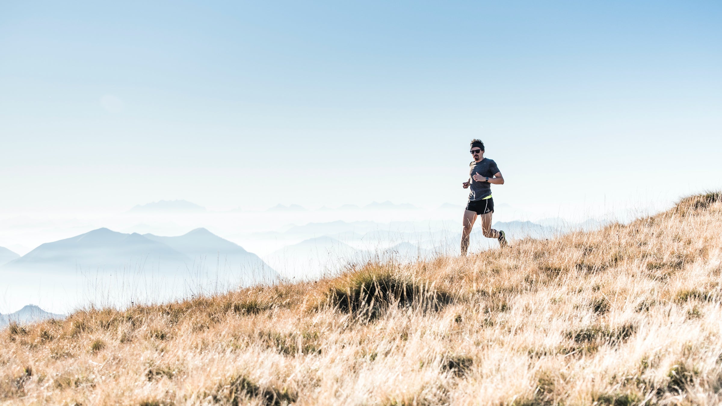 Man running in hills