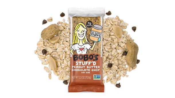 The Bobo’s Stuff’D Peanut Butter Chocolate Chip Oat Bar is one of the best nutrition bars for breakfast.