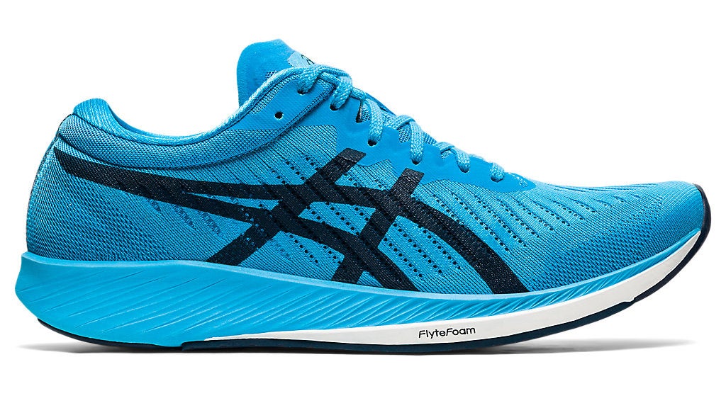 Bright blue Asics Metaracer